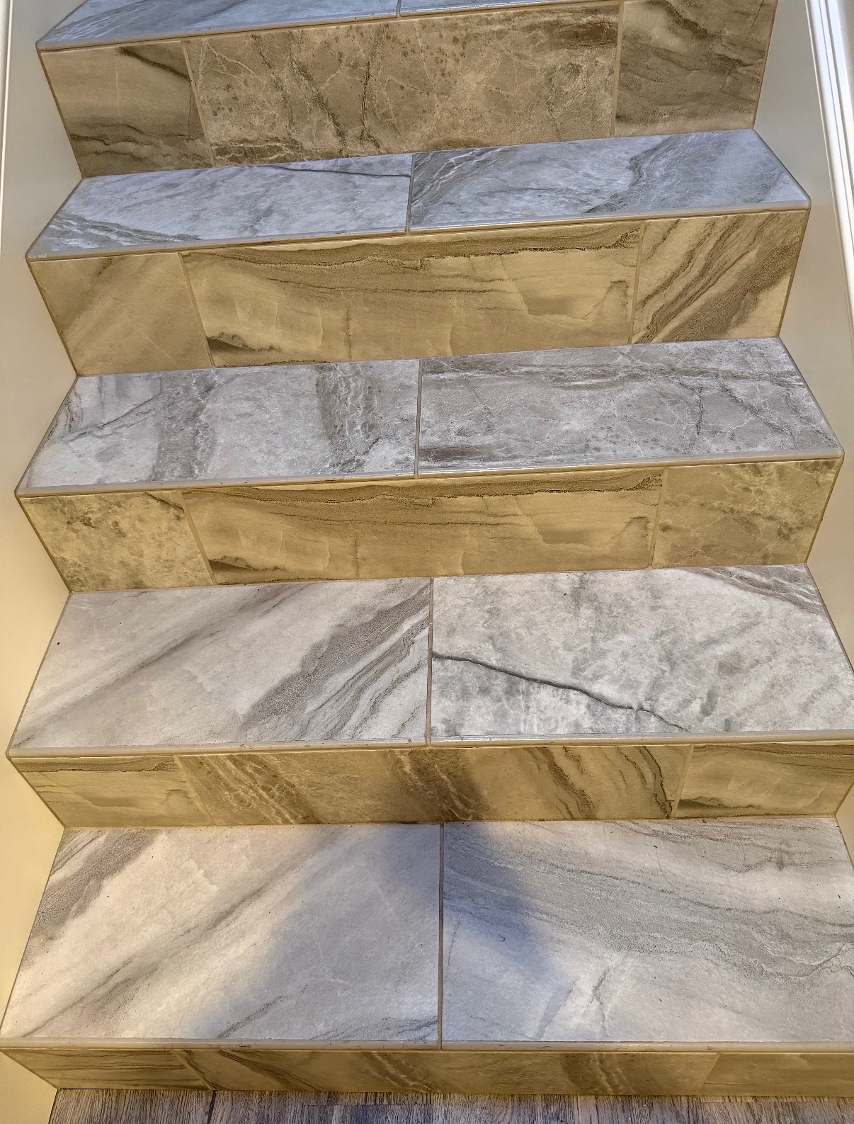 Custom marble stair tile finish work